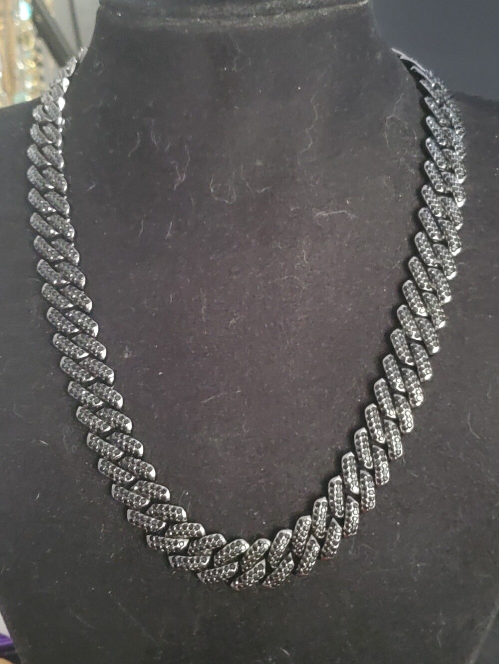 Men's 20" Black Pave Cuban Link Necklace
